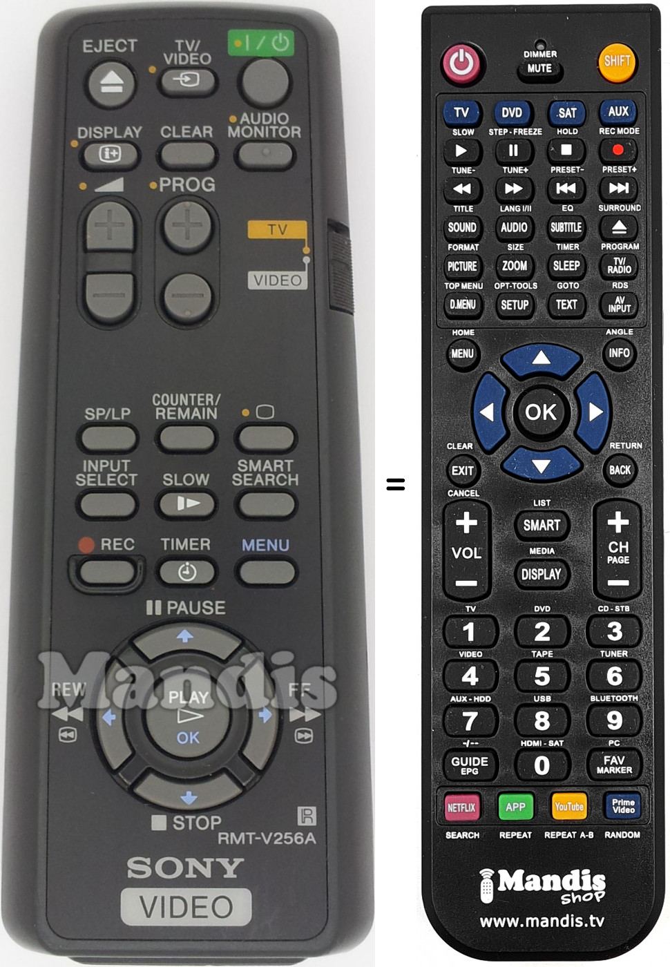 Telecomando equivalente RMT-V 256 A