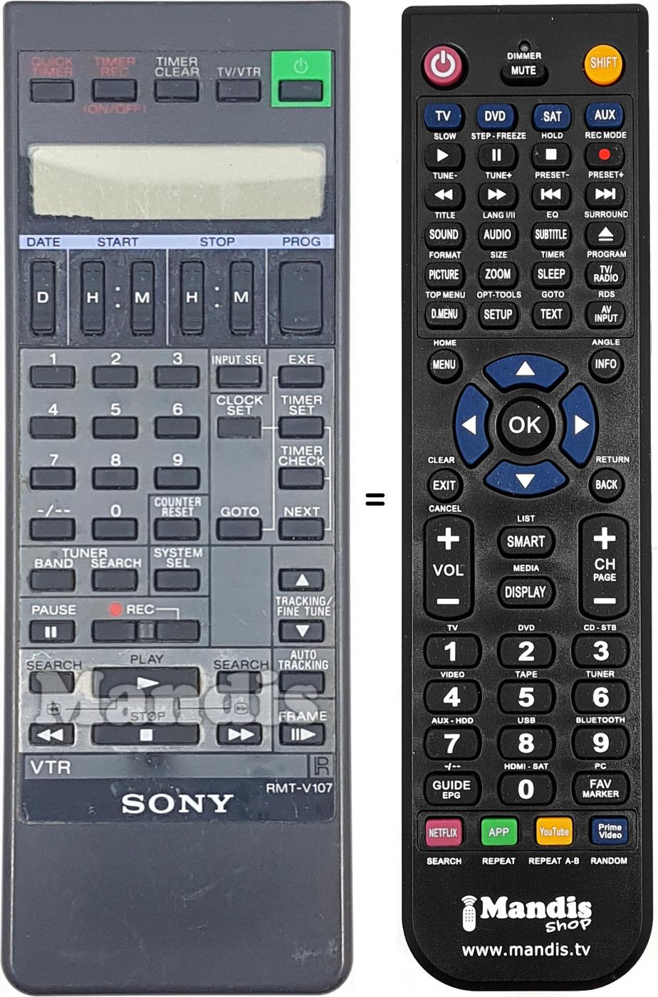 Telecomando equivalente RMT-V107