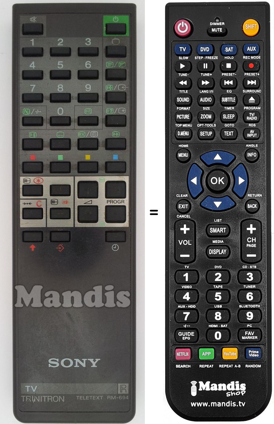 Telecomando equivalente Sony RM-694