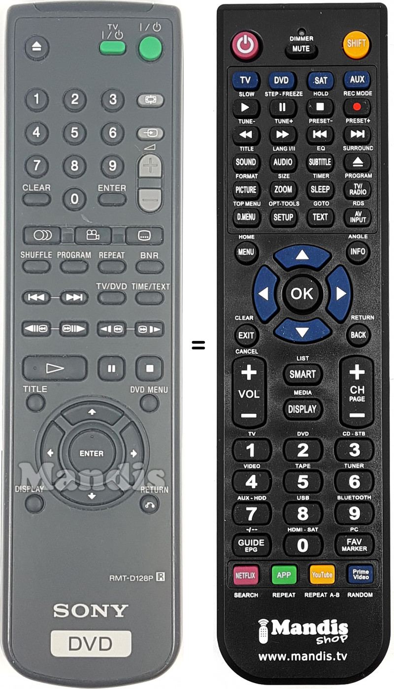 Telecomando equivalente RMT-D 128 P