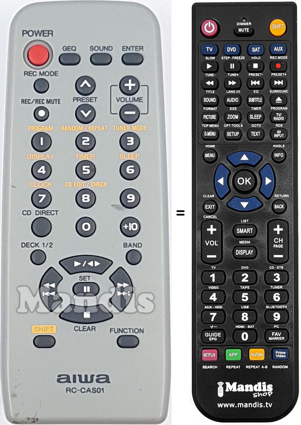 Telecomando equivalente Aiwa RC-CAS01