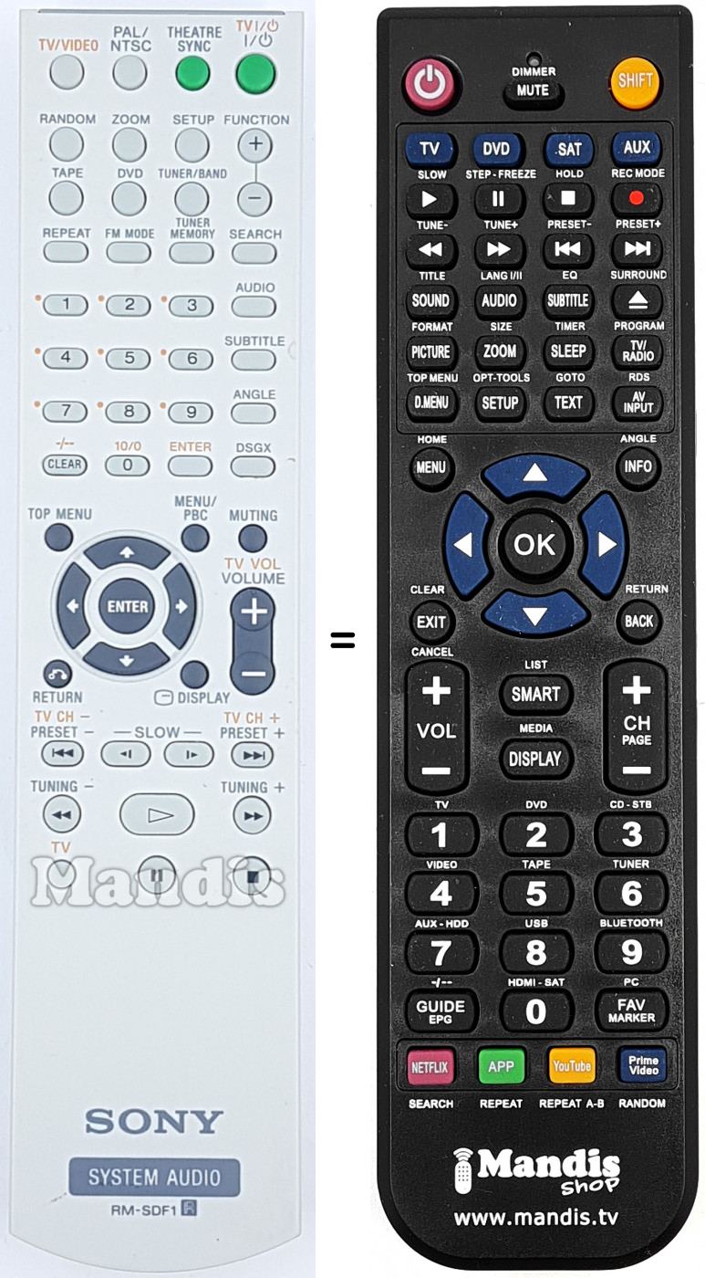 Telecomando equivalente Sony RM-SDF1