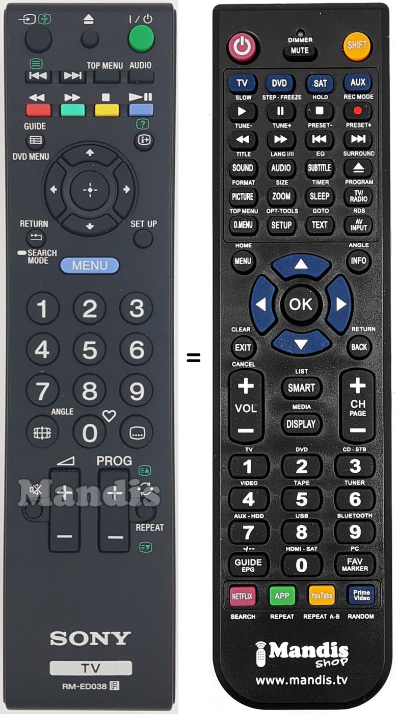 Telecomando equivalente Sony RMED038