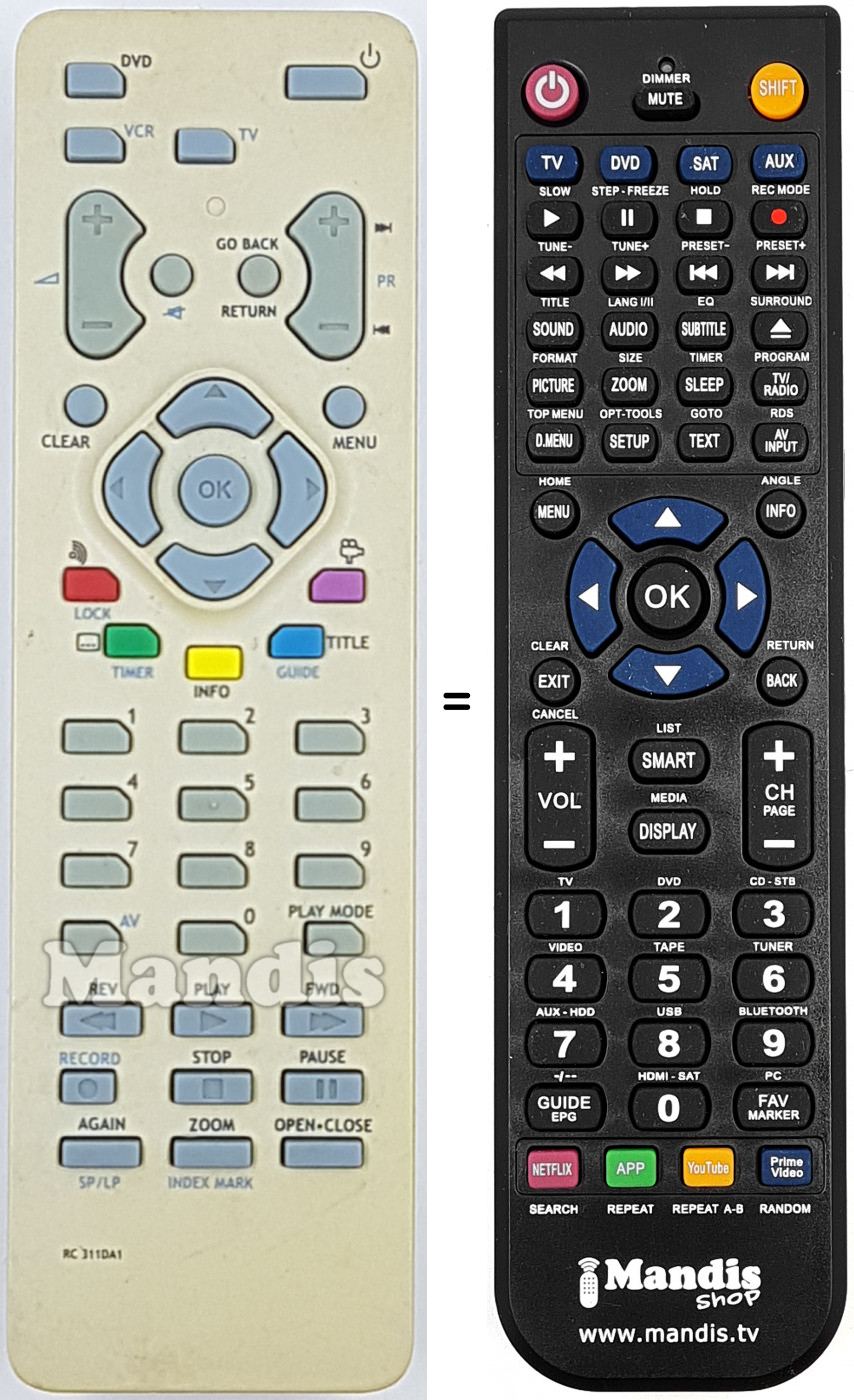 Telecomando equivalente Thomson RC311DA1