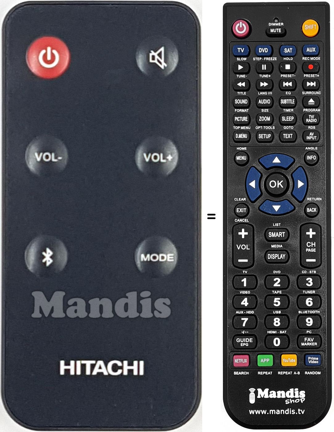 Telecomando equivalente Hitachi AXS014BTU