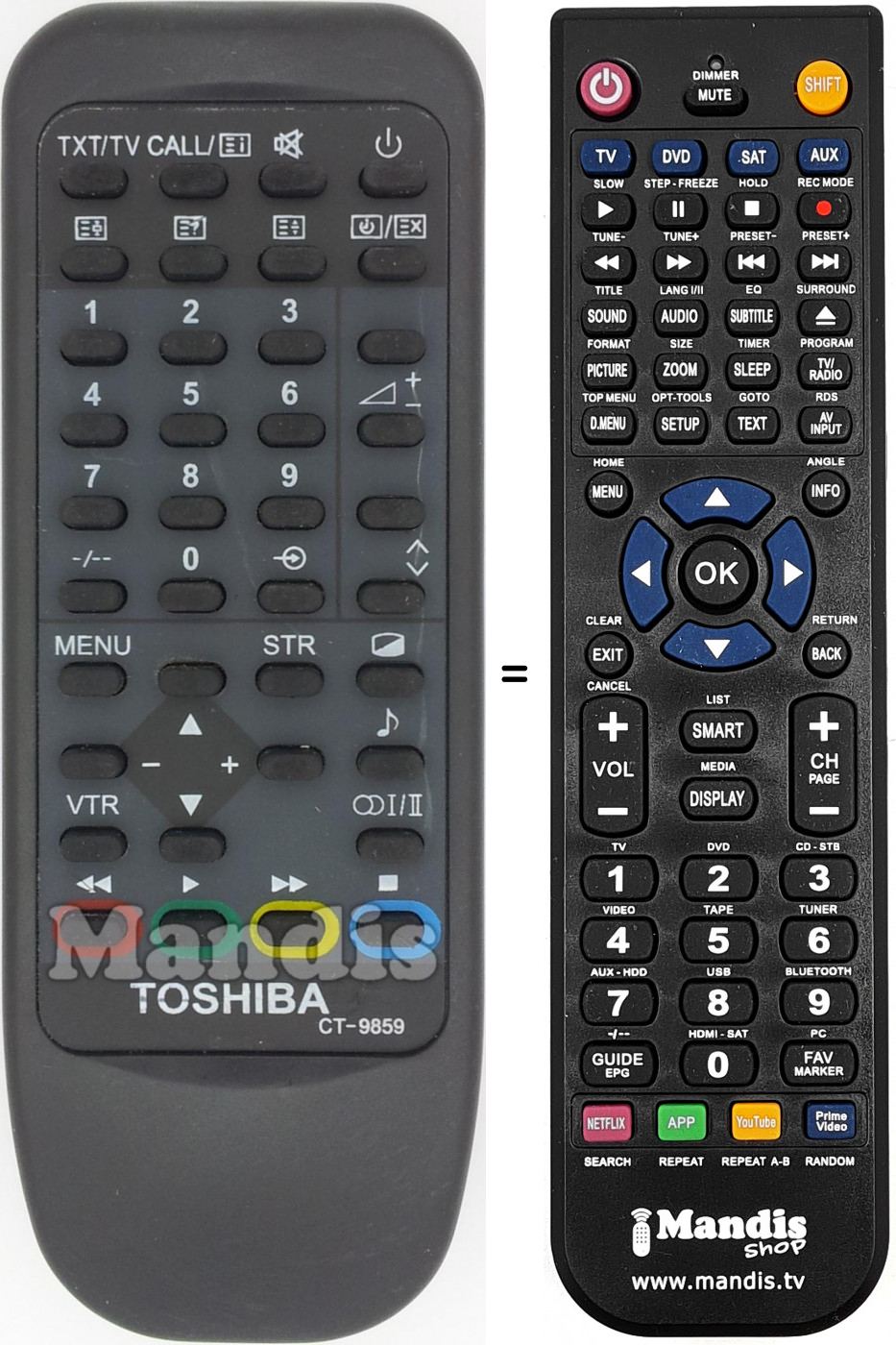 Telecomando equivalente Toshiba CT-9859