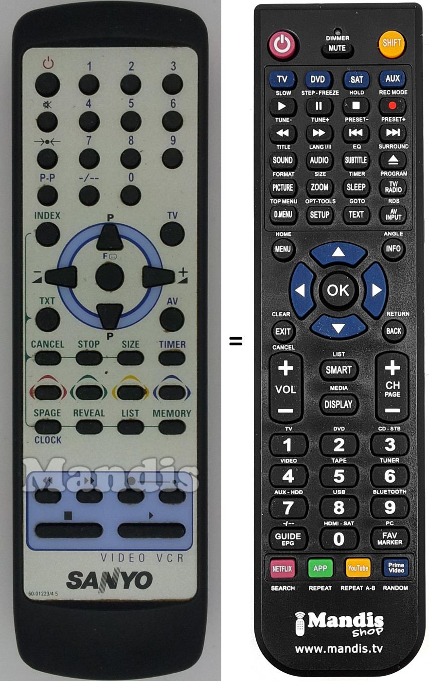 Telecomando equivalente Sanyo 60-0122345