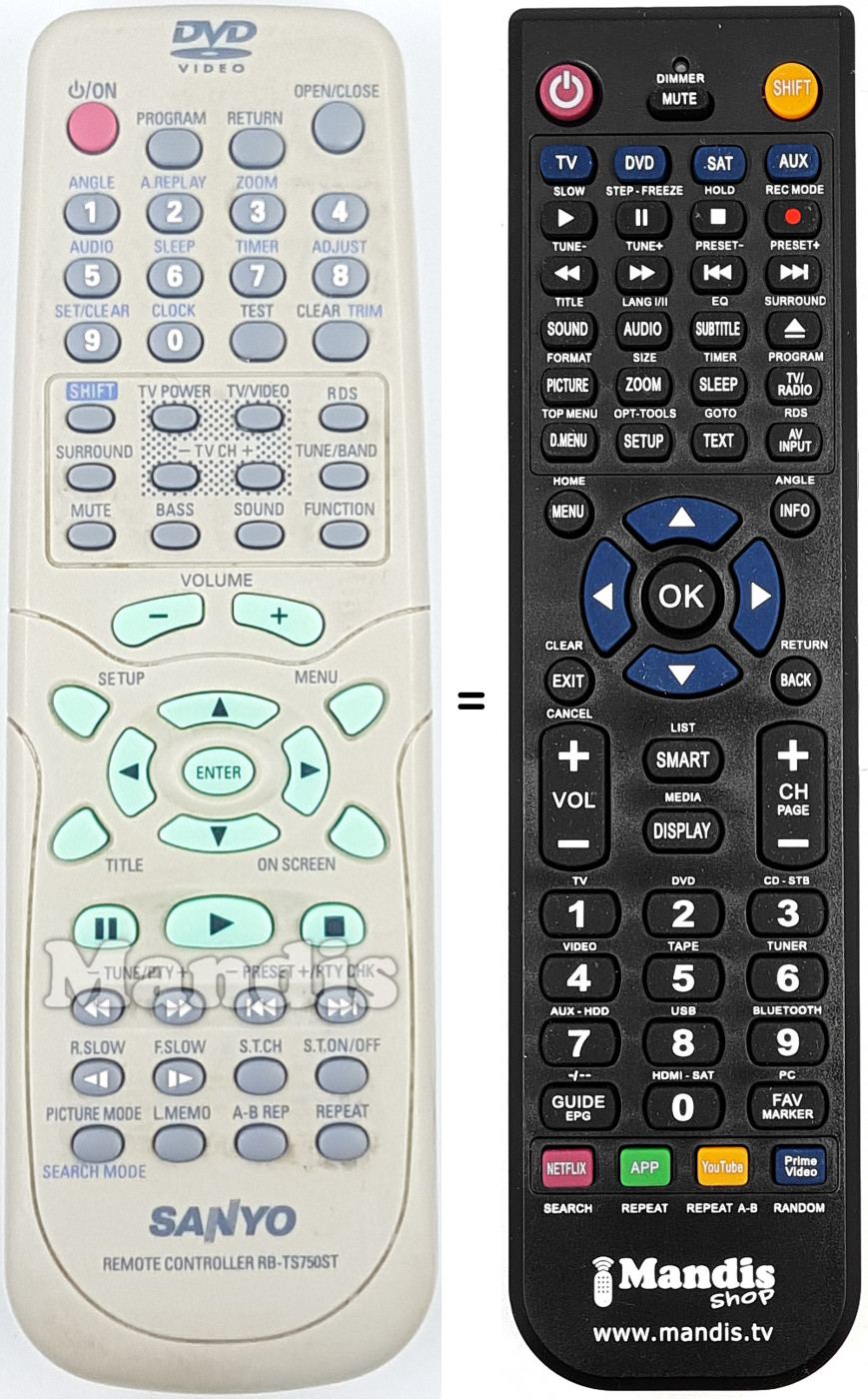 Telecomando equivalente Sanyo RB-TS750ST