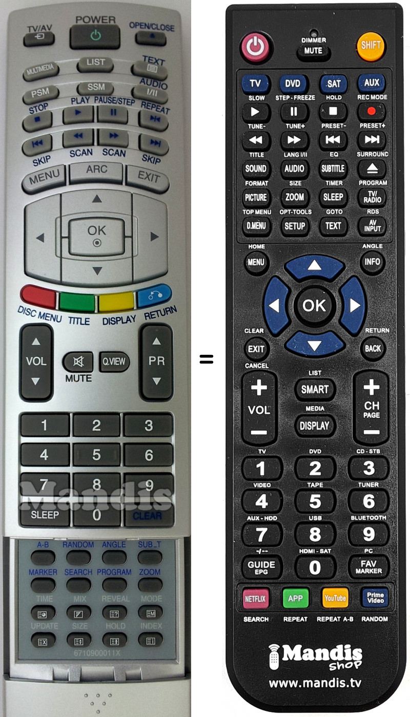 Telecomando equivalente LG 6710900011X