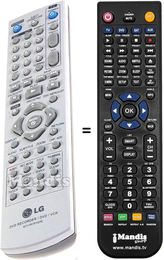 Telecomando equivalente LG 6711R1P107E
