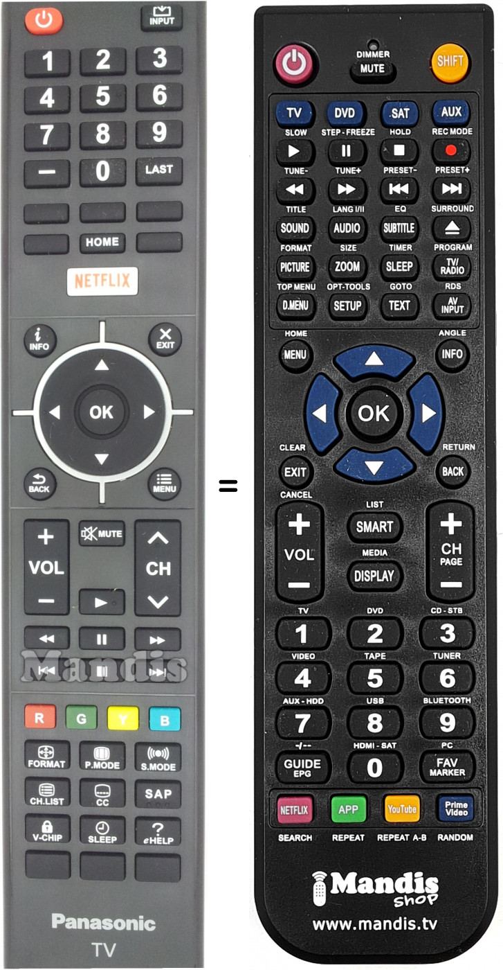 Telecomando equivalente Panasonic 845-050-05B4