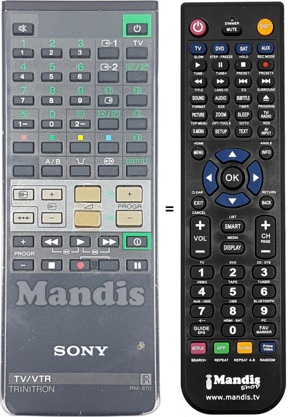 Telecomando equivalente Sony RM-670