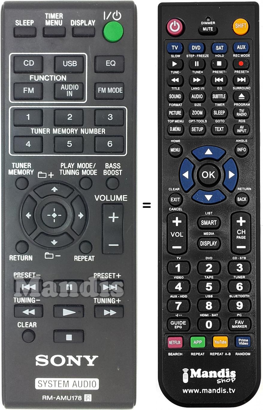 Telecomando equivalente Sony RM-AMU178