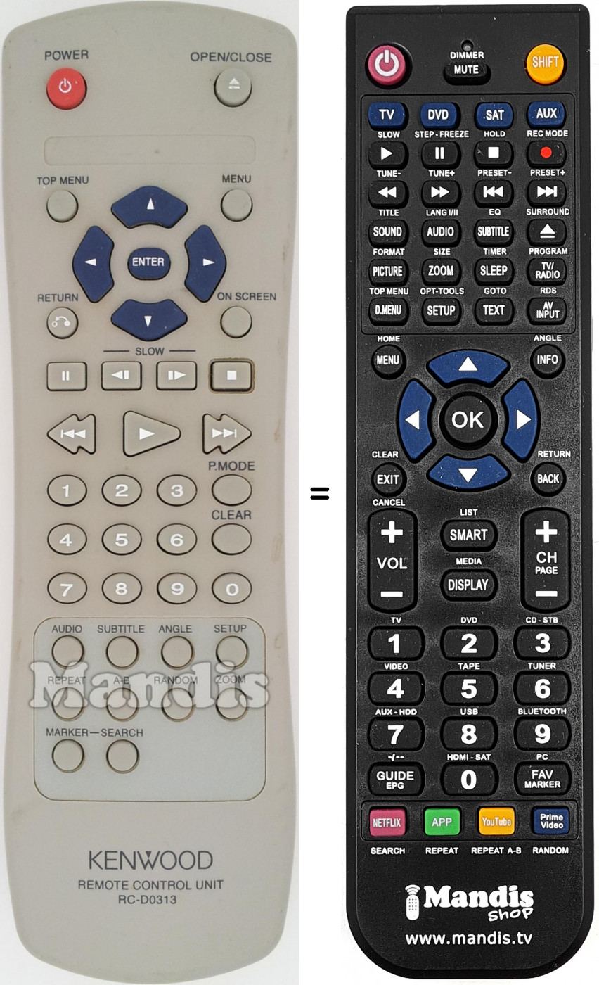 Telecomando equivalente Kenwood RC-D0313