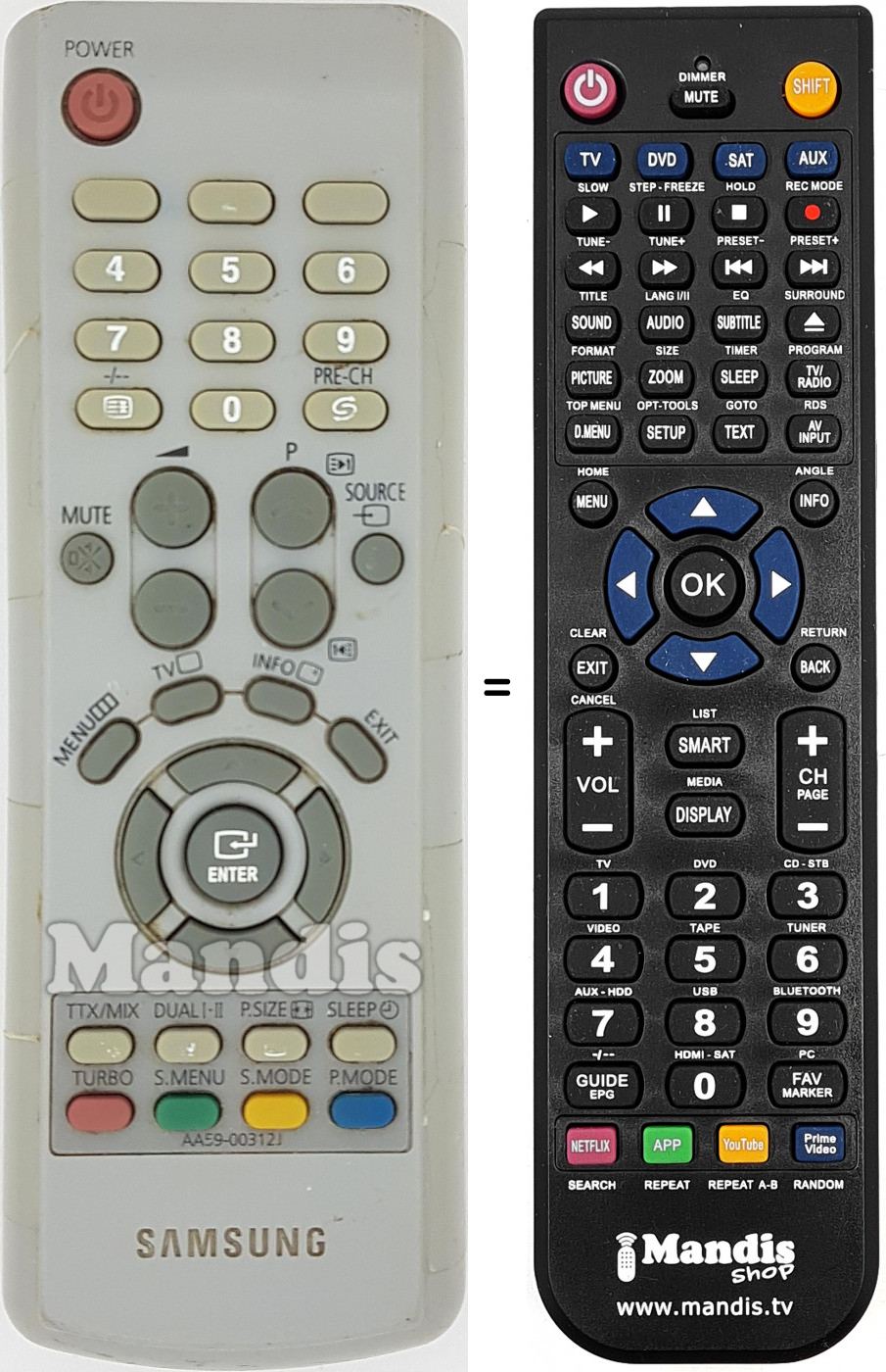 Telecomando equivalente Samsung AA59-00312J