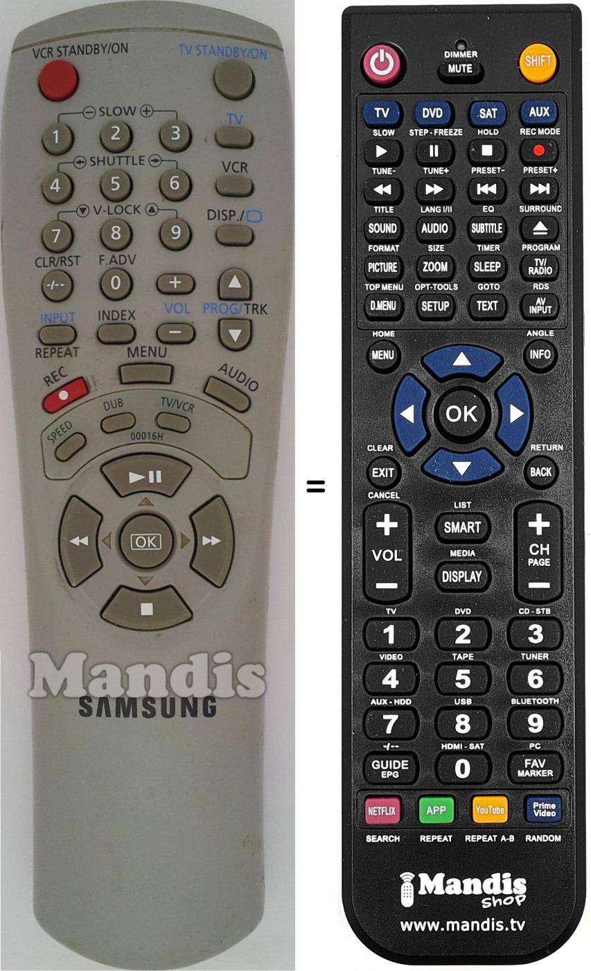 Telecomando equivalente 00016H