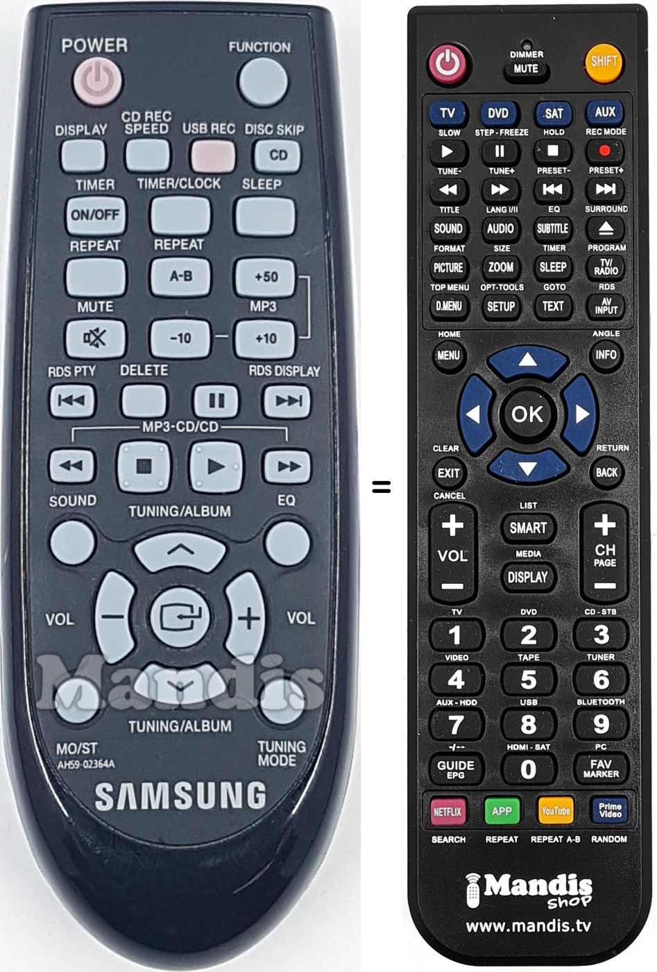 Telecomando equivalente AH59-02364A