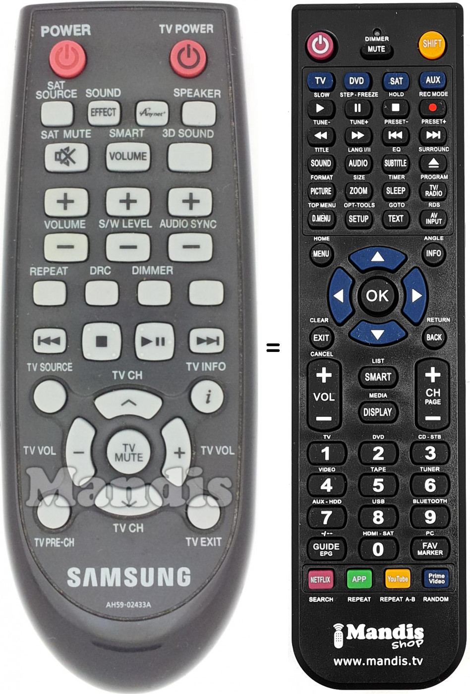 Telecomando equivalente Samsung AH59-02433A