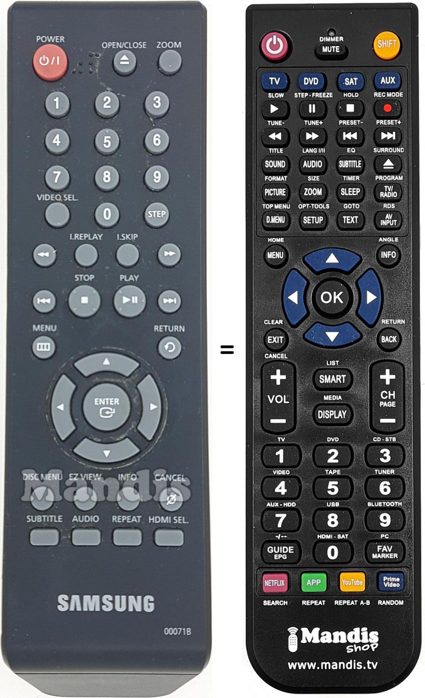 Telecomando equivalente Samsung AK5900071B