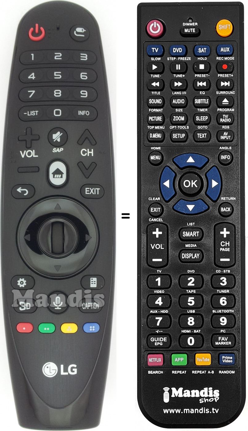 Telecomando equivalente LG AKB74495302