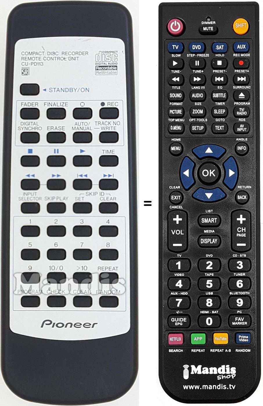 Telecomando equivalente Pioneer CU-PD113