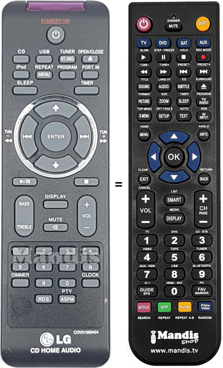 Telecomando equivalente LG COV31069404