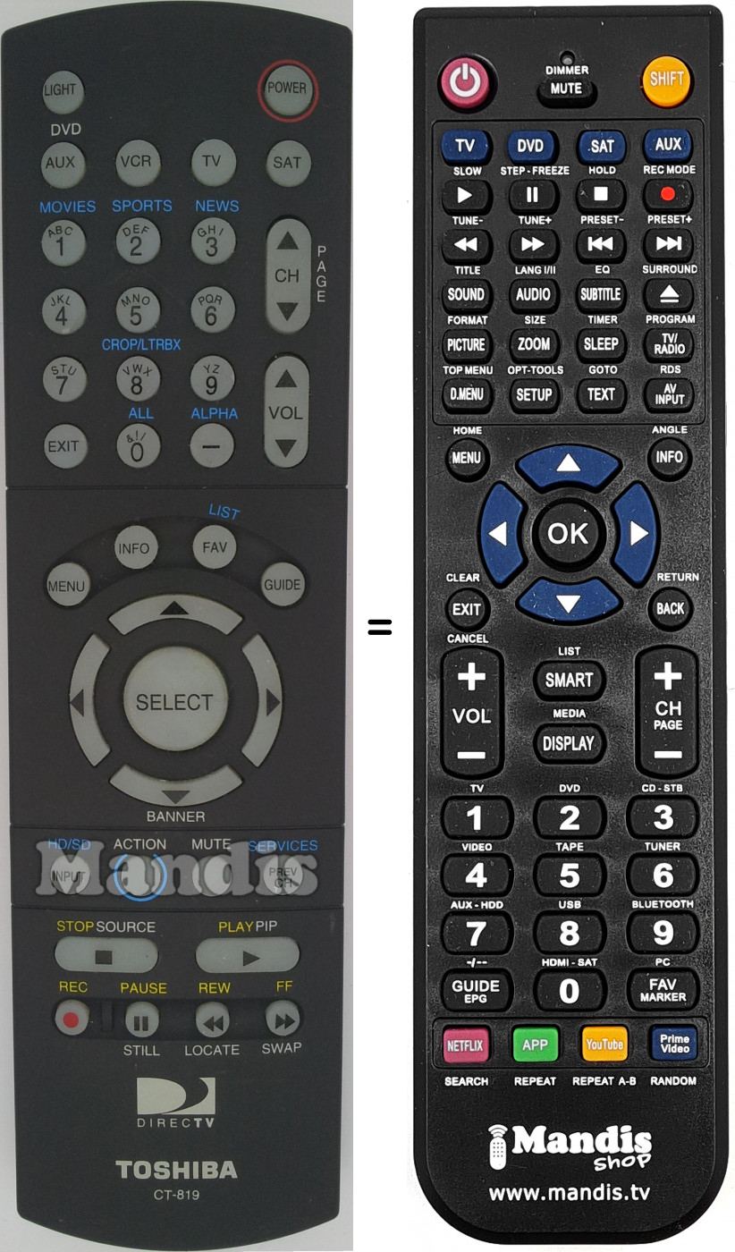Telecomando equivalente CT-819