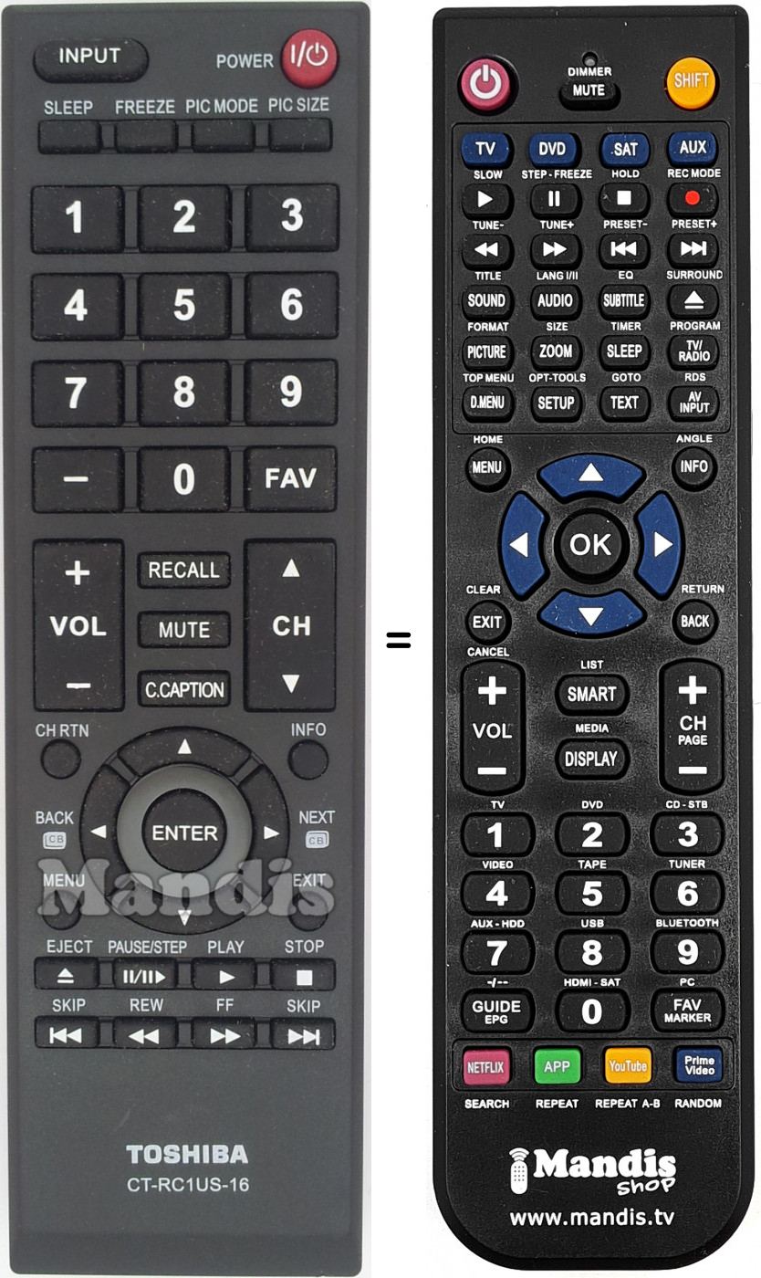 Telecomando equivalente CT-RC1US-16