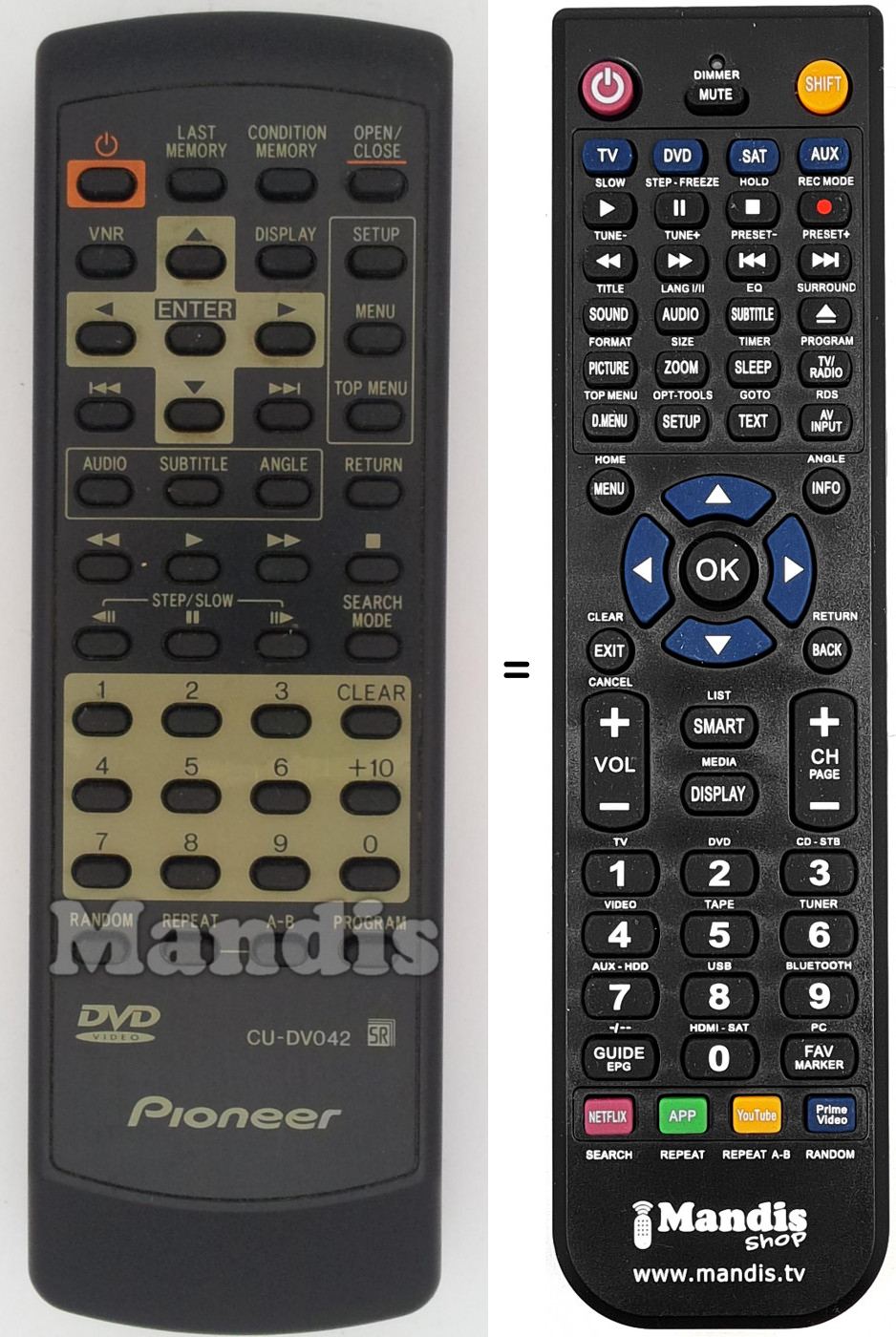 Telecomando equivalente Pioneer CU-DV 042