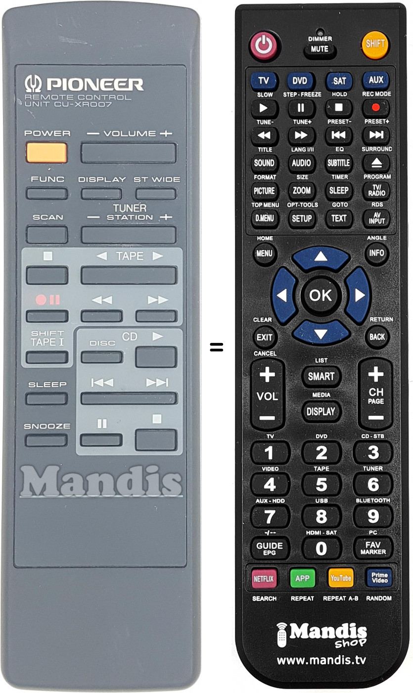 Telecomando equivalente CU-XR007