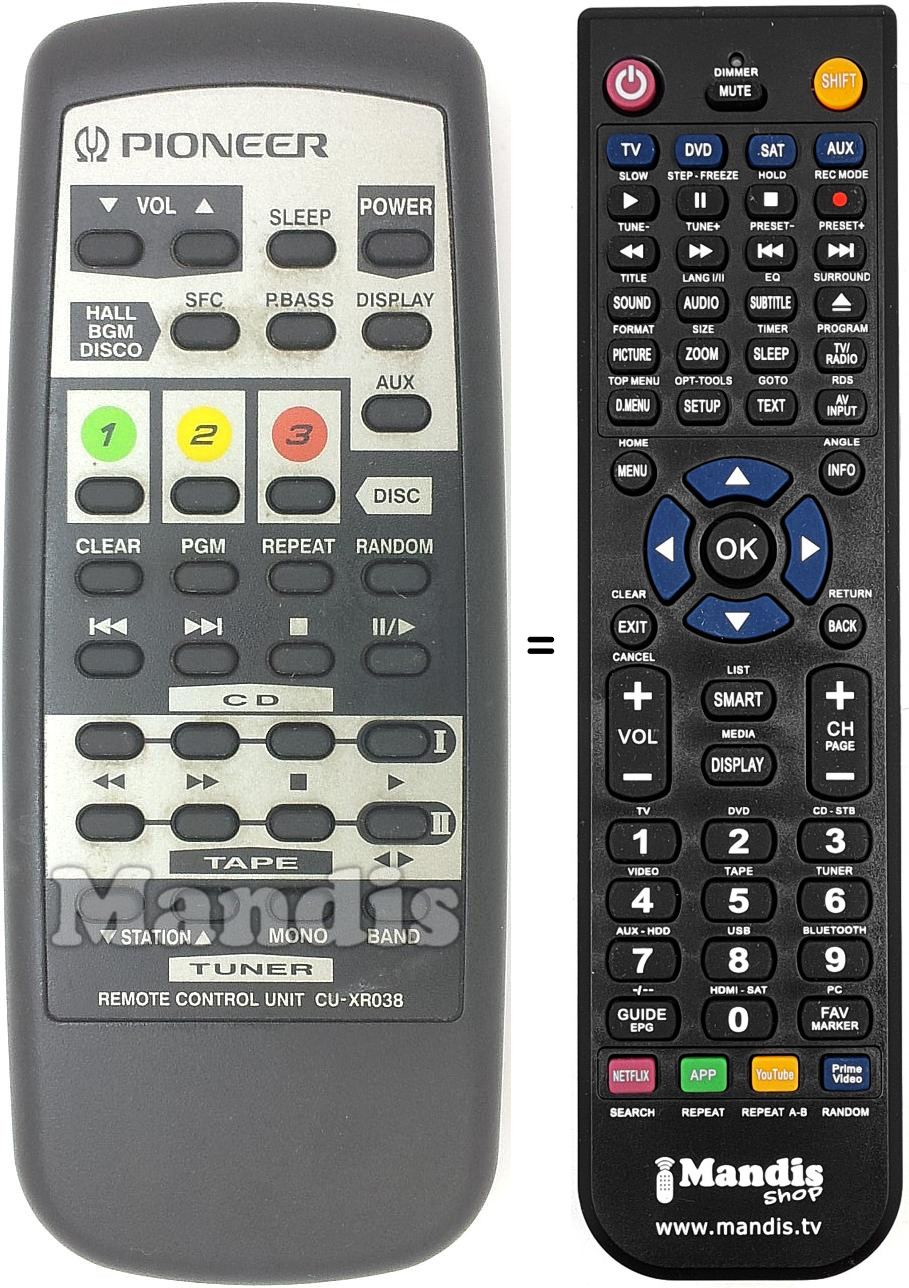 Telecomando equivalente CU-XR038