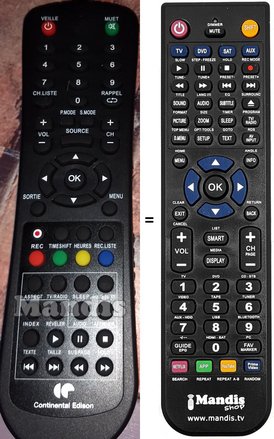 Telecomando equivalente Continental Edison CELED215HD
