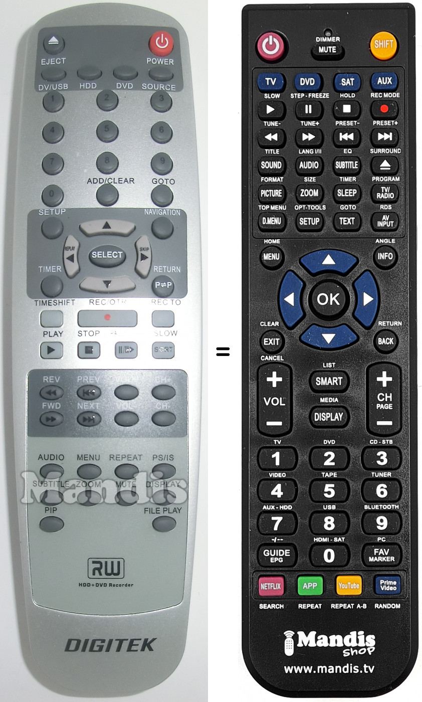 Telecomando equivalente Digitek-DIG001