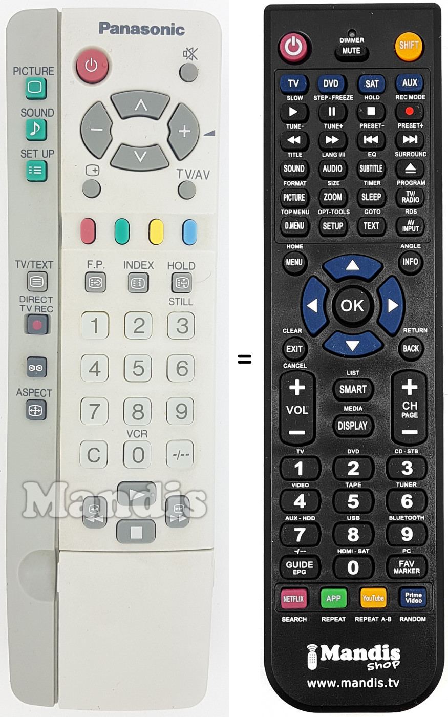 Telecomando equivalente Panasonic EUR511212A