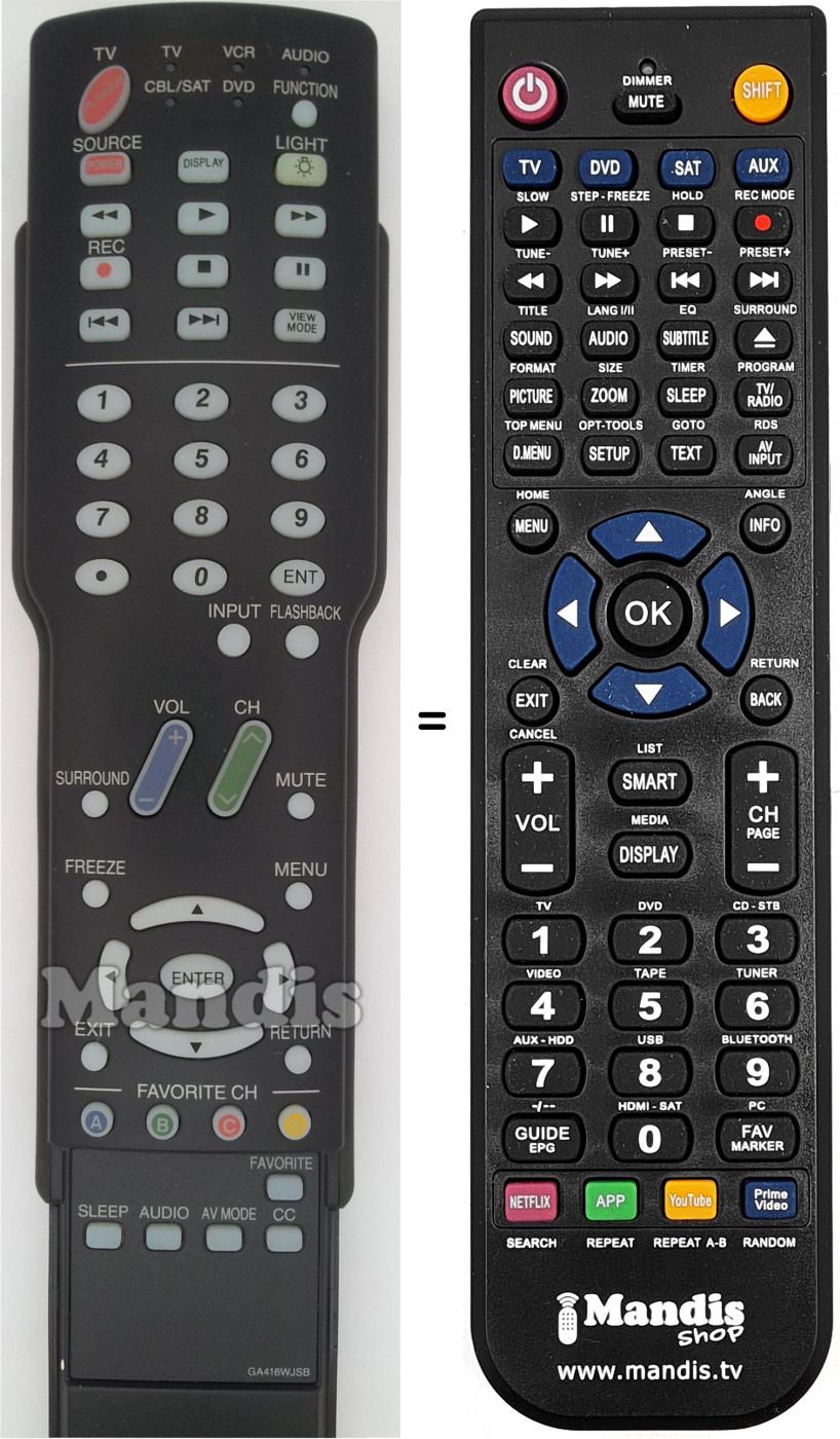 Telecomando equivalente Sharp GA416WJSB