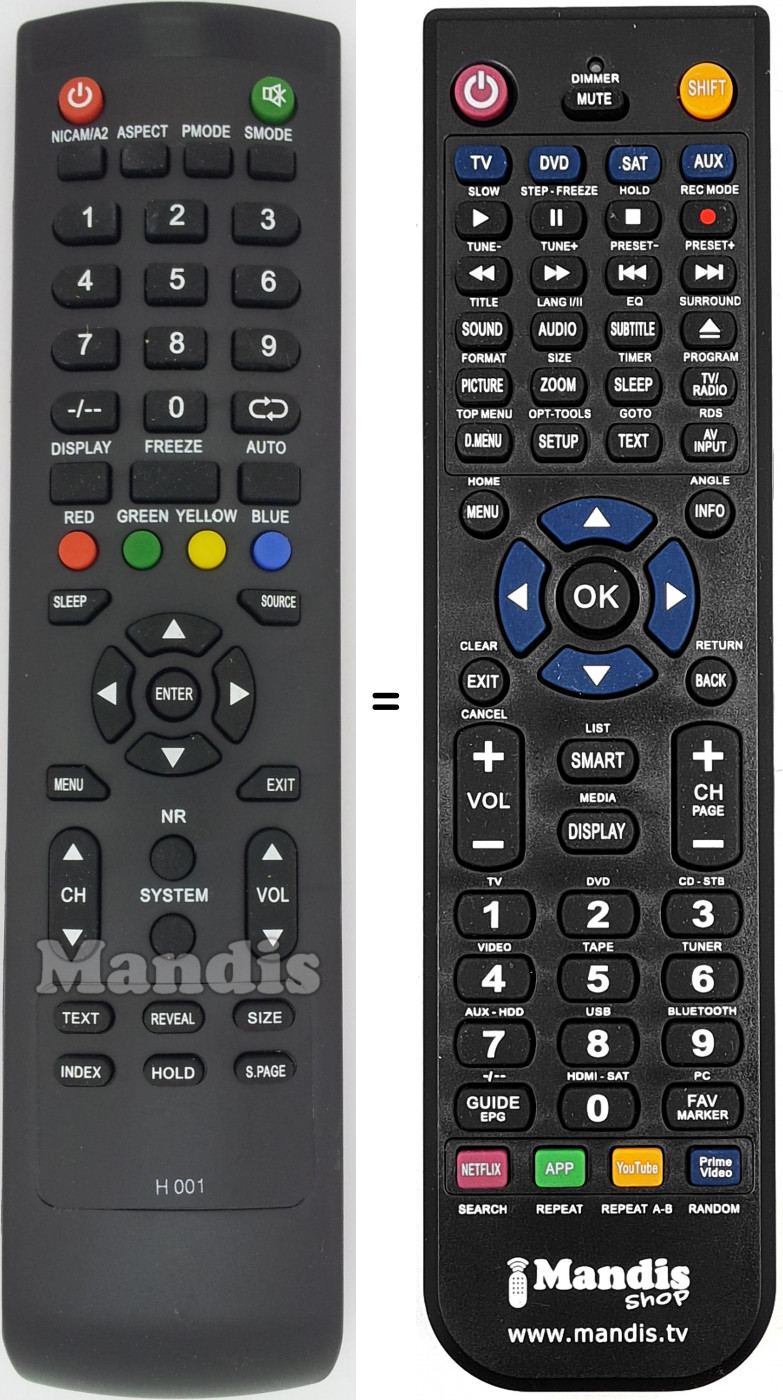 Telecomando equivalente H001