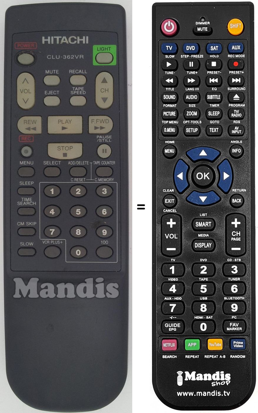 Telecomando equivalente Hitachi CLU-362VR