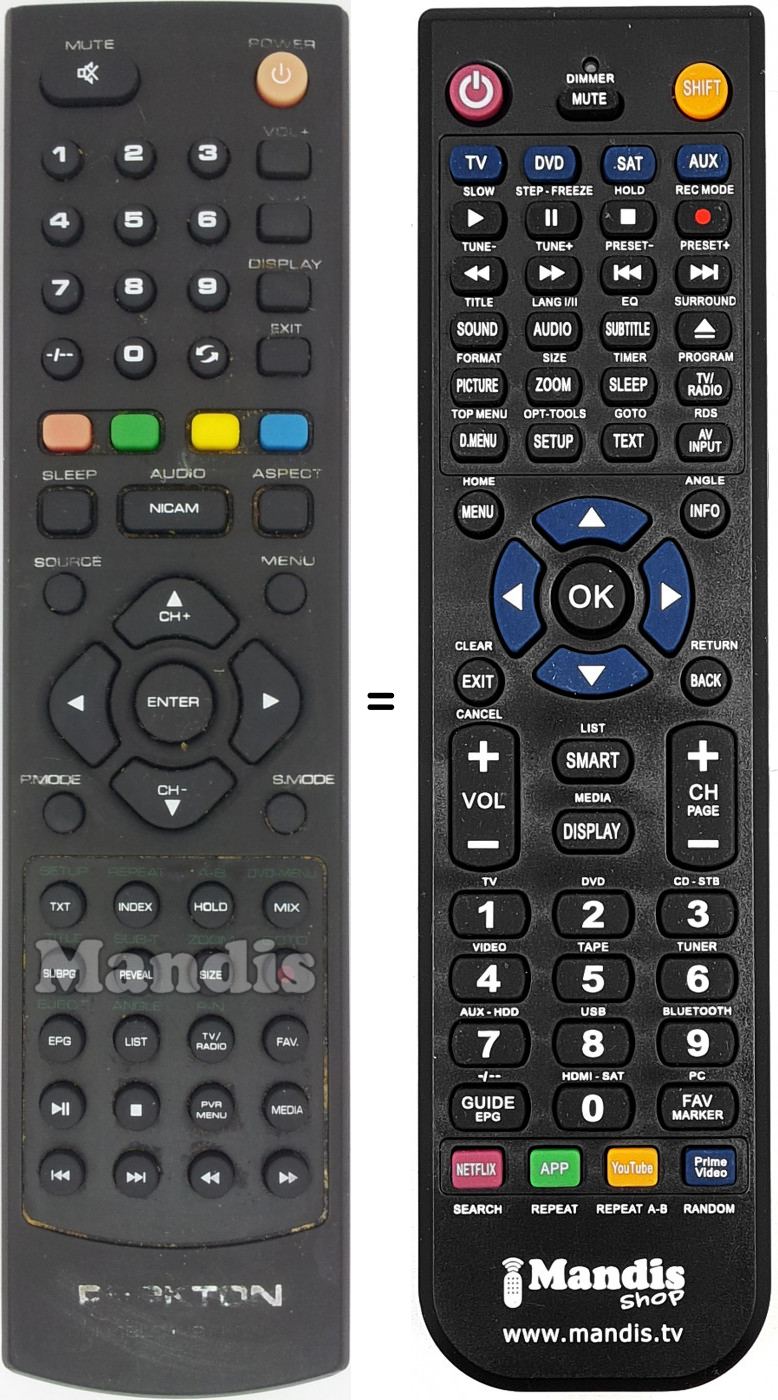 Telecomando equivalente PEEKTON IR19LC179DVDB