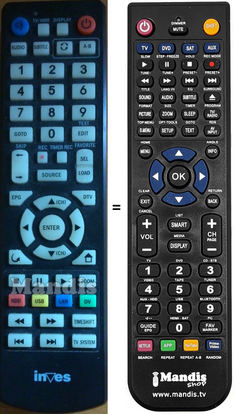 Telecomando equivalente INVES XR262017