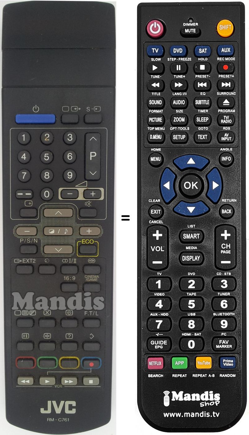 Telecomando equivalente JVC RM-C 761