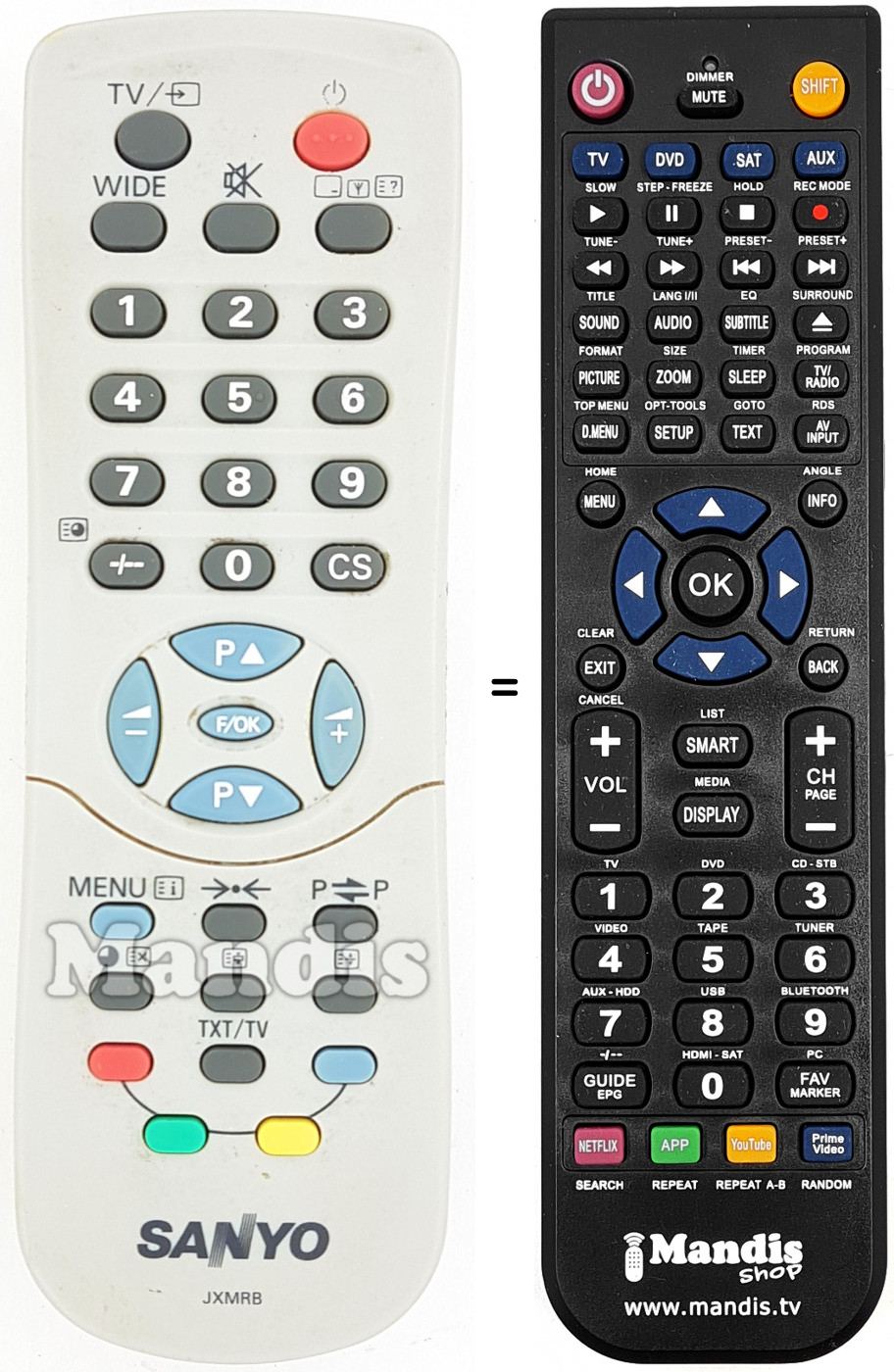 Telecomando equivalente Sanyo JXMRB