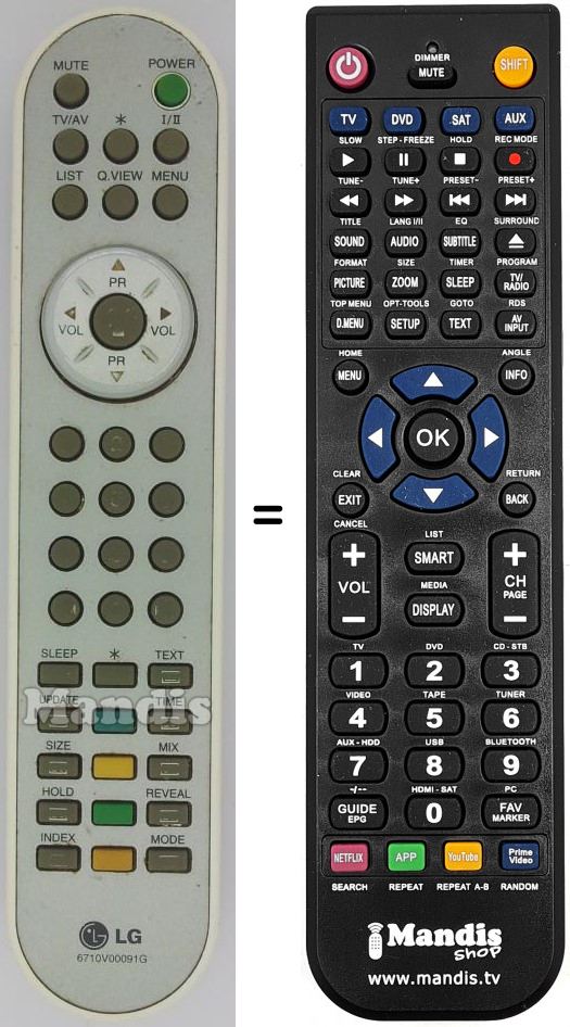 Telecomando equivalente LG 6710 V 00091 G