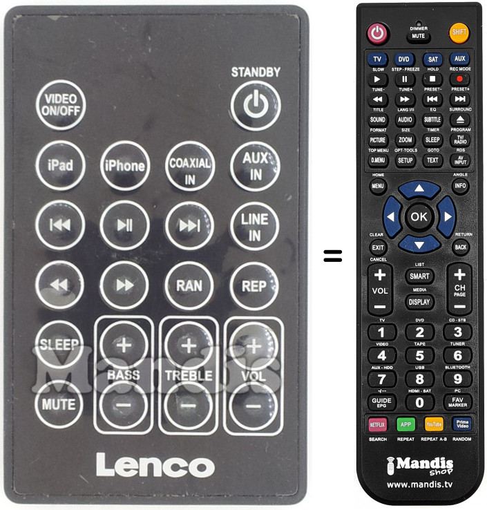 Telecomando equivalente Lenco003