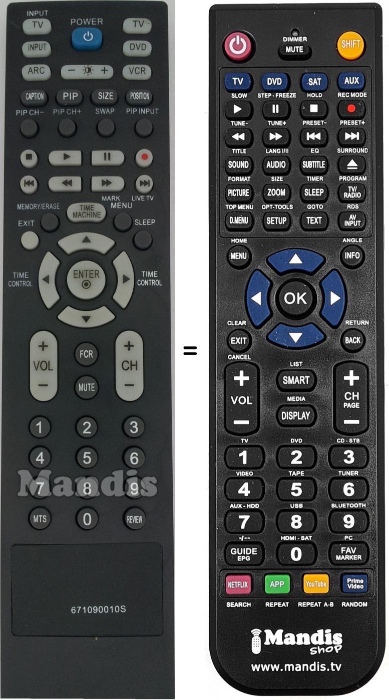 Telecomando equivalente 671090010S