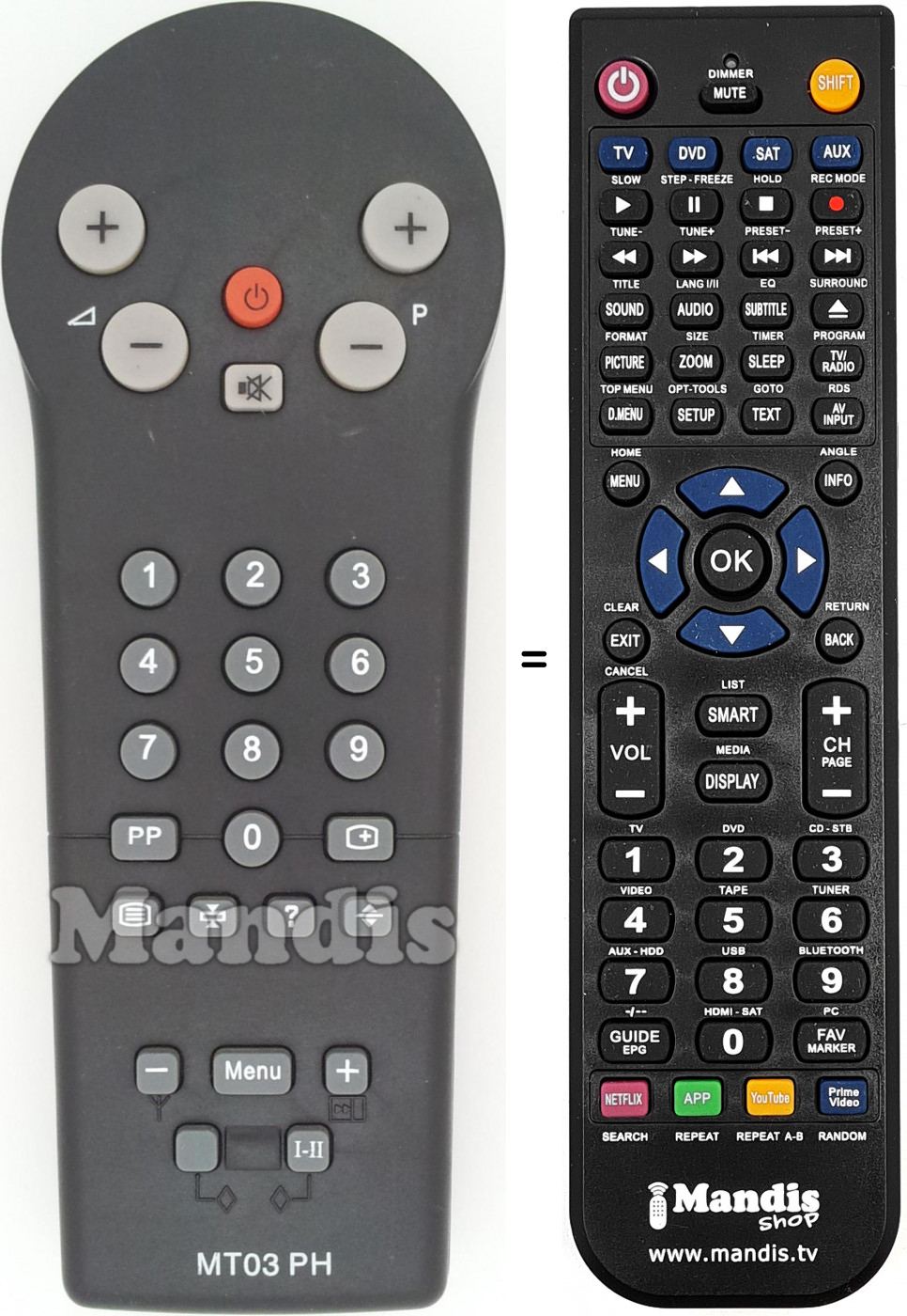 Telecomando equivalente MT03PH