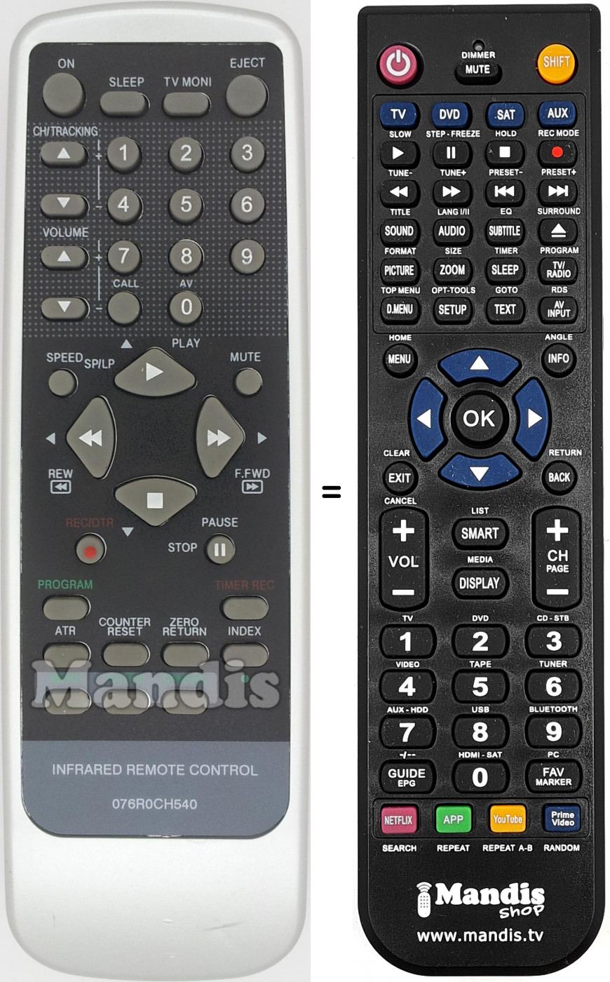 Telecomando equivalente SCHNEIDER 076R0CH540