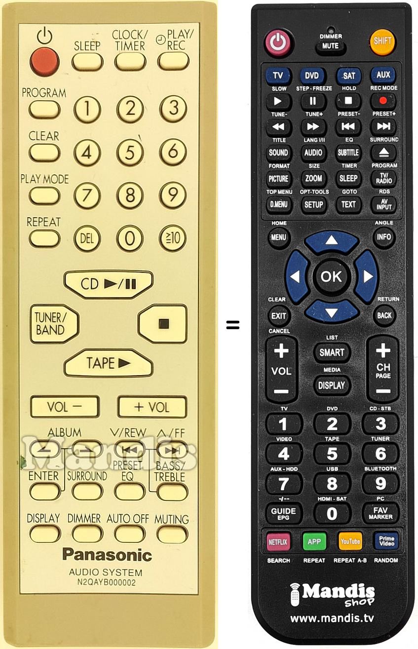Telecomando equivalente N2QAYB000002