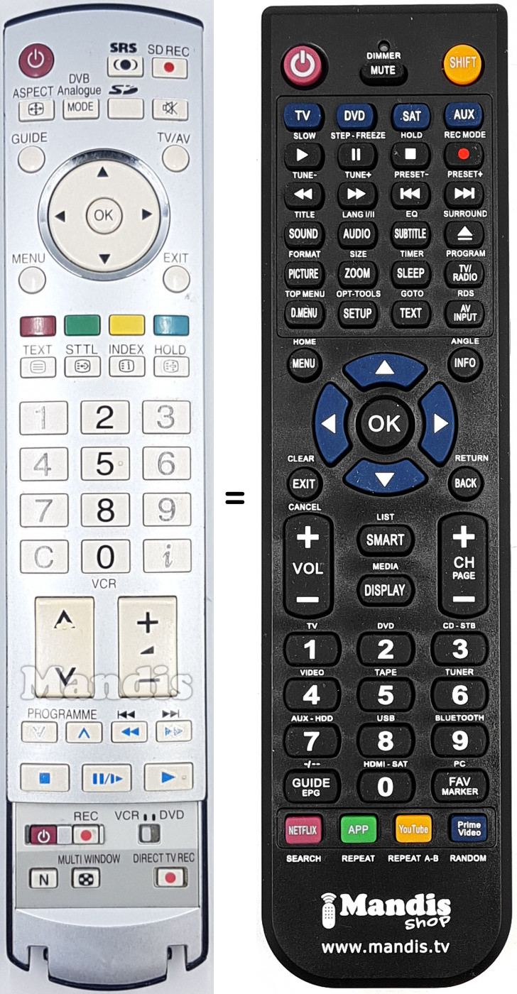 Telecomando equivalente Panasonic N2QAYB000050