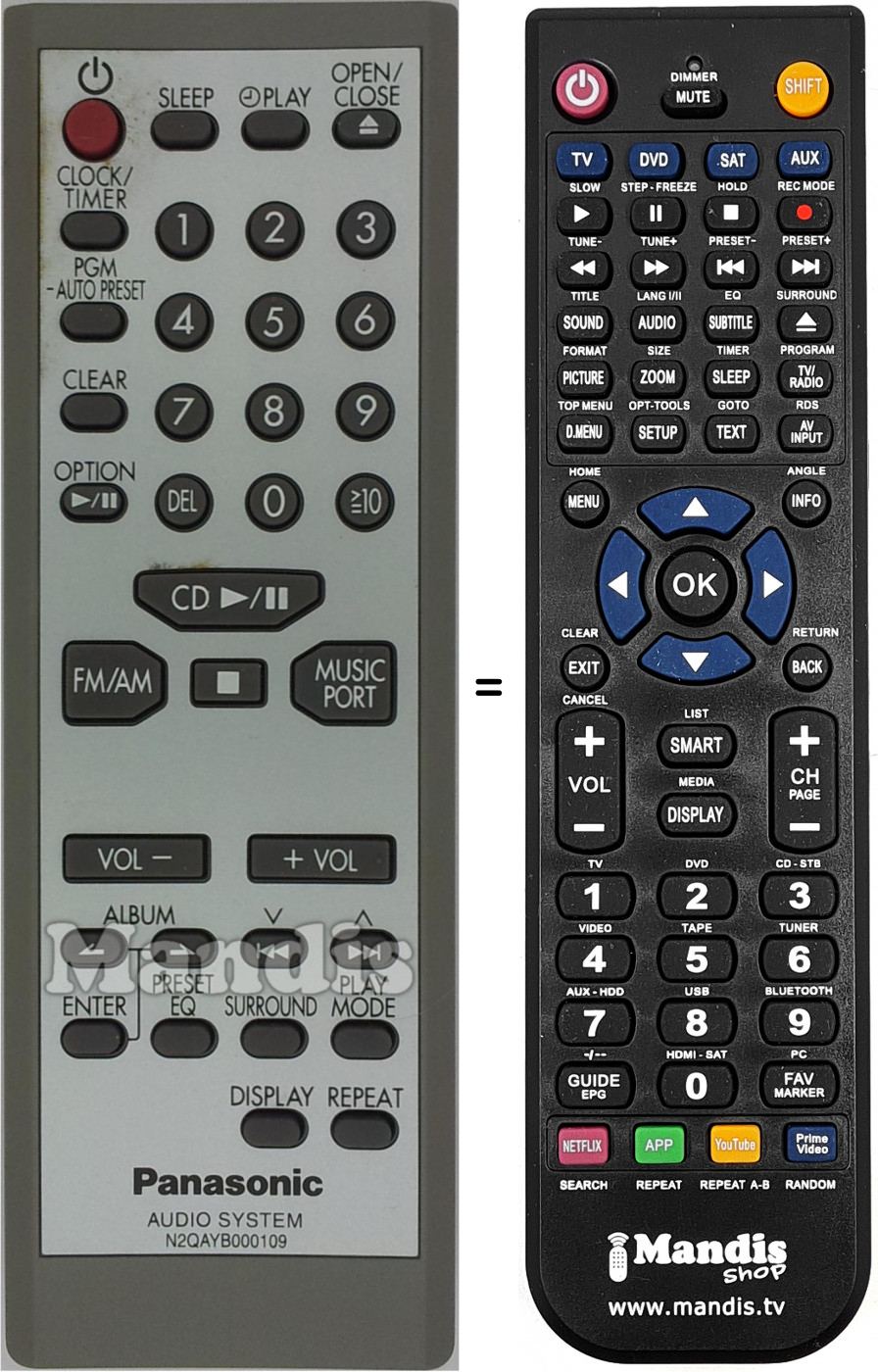 Telecomando equivalente N2QAYB000109