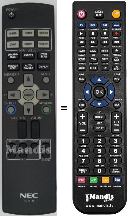 Telecomando equivalente RU-M116